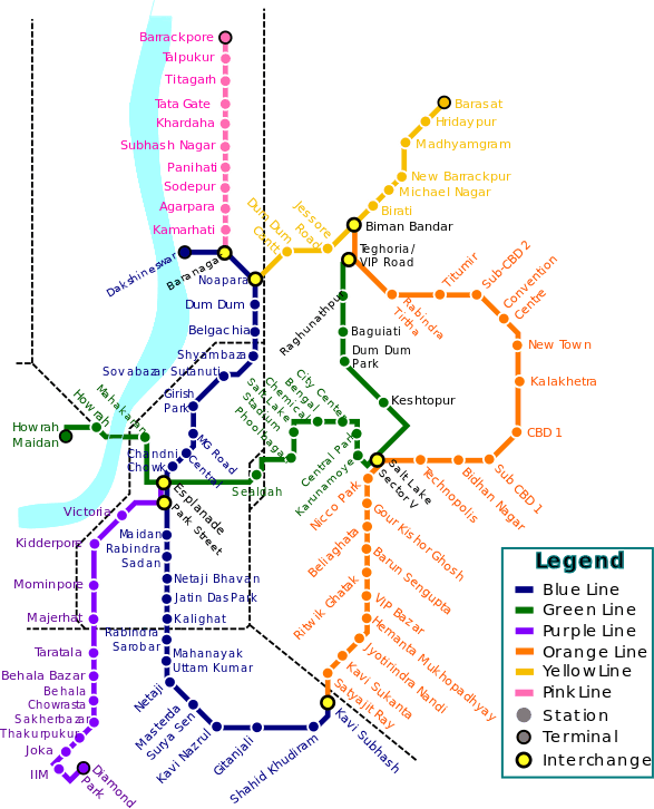 কলকাতা মেট্রো ম্যাপ রুট
