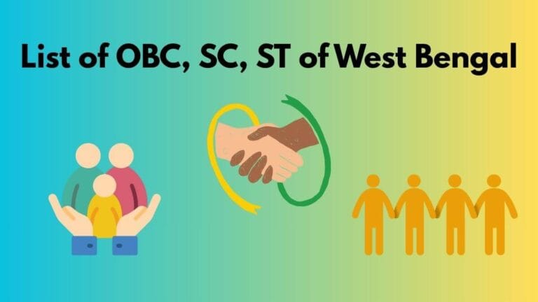 List of SC ST OBC of West Bengal